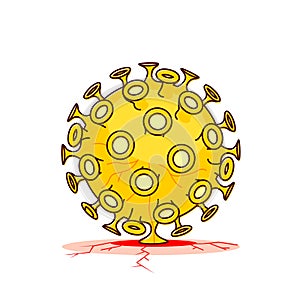 Virus invection invected to the host process out line flat style illustration photo