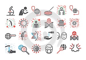Virus line icons. Vector signs for web graphics.
