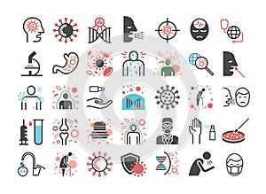 Virus line icons. Vector signs for web graphics.