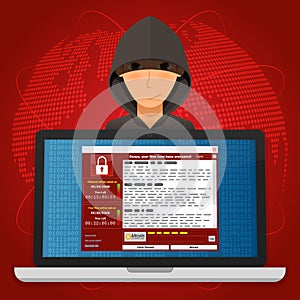 Virus Malware Ransomware wannacry encrypted your files and requires money. photo