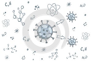 Virus microbe and chemical reaction