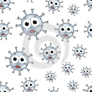 Virus microbes with eyes seamless texture