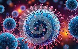 virus molecules, viral infection outbreak, rotavirus, microscopic view, close-up