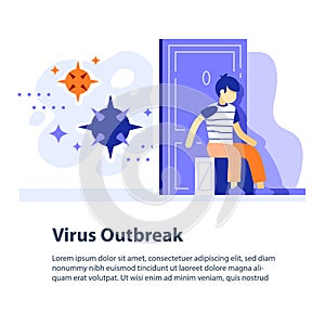 Virus outbreak concept, respiratory disease epidemic, flue risk seasonal period, precaution or preventive measure