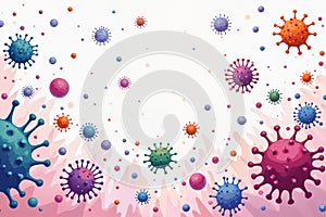 Virus particles floating in space