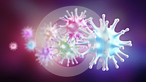 Virus particles in their different stages of genetic modification