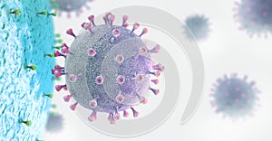 Virus pathogen or virus particle interacting with cell membrane