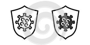 Virus protection icon in two versions in simple design. Vector illustration