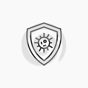 Virus protection shield icon vector