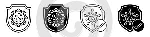 Virus protection shield icon vector