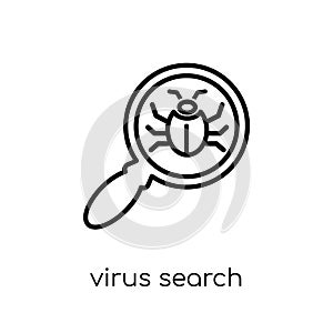 Virus search icon. Trendy modern flat linear vector Virus search