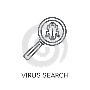 Virus search linear icon. Modern outline Virus search logo conce