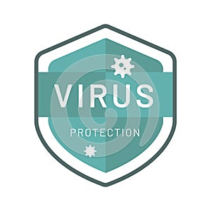 Virus shield symbol on white background.