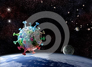 Virus on a space universe background