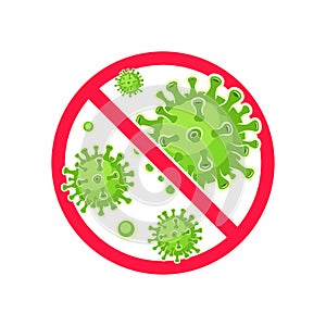 Virus Stop Symbol. Virus protection. Antibacterial and antiviral defence. Vector illustration photo