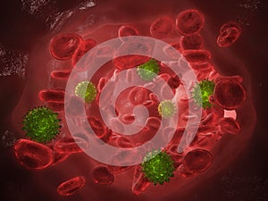 Virus with streaming blood cells