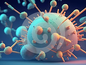 Virus symtoms and bacteria in body created with generative AI