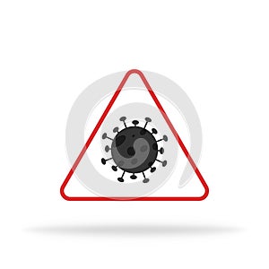Virus triangle sign. Coronavirus warning icon. Infection stop sign. Caution or danger illustration. Vector EPS 10