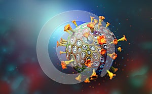 Virus under microscope. Germs, microbe, bacterium, pathogen organism