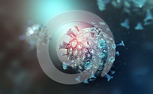 Virus under microscope. Germs, microbe, bacterium, pathogen organism