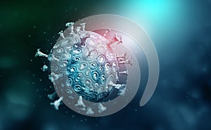 Virus under microscope. Germs, microbe, bacterium, pathogen organism