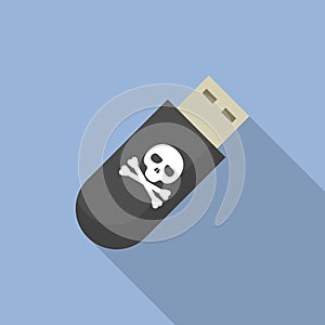 Virus usb flash icon, flat style
