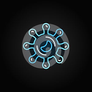 Virus vector blue icon in linear style on dark background