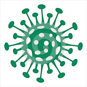 Virus vector illustration. Coronavirus pandemic cell. Green COVID-19 germ in spherical shape. Pathogen bacteria. Virus photo