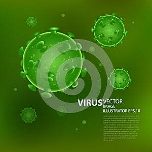 Virus Vector Illustration microbe on green background.