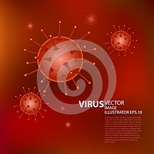 Virus Vector Illustration microbe on red background.