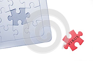 Virus word write on puzzle, jigsaw