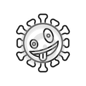 Virus zany face emoji line icon