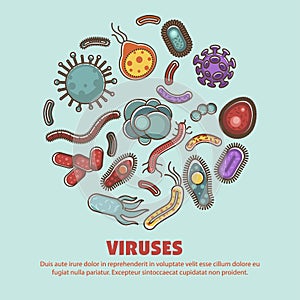 Viruses bacteria harmful and healthy harmful organism vector