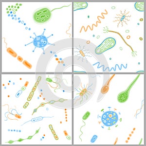 Viruses and Bacteria Seamless Pattern