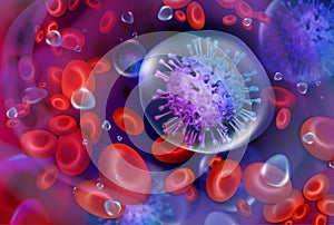 Viruses in blood. Vector image
