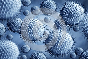 Viruses on a blue background.