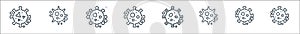 viruses and diseases line icons. linear set. quality vector line set such as rotavirus, tuberculosis, cancer, fever, bacillus,