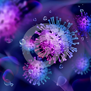 Viruses in the human body. Vector image on a purple background