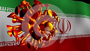 Viruses and Iranian flag, virus spread and infection