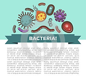 Viruses medical poster for viral and bacteriology science of medical healthcare and disease prevention. photo