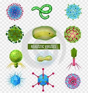 Viruses Realistic Transparent Set