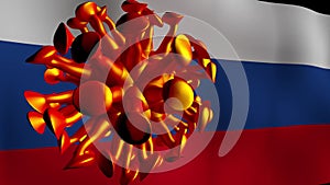 Viruses and Russian flag, virus spread and infection