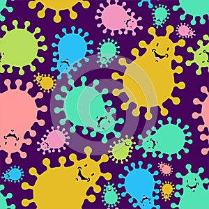 Viruses seamless pattern. Germs ornament. Disease background. Vector illustration