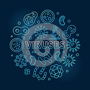 Viruses vector round blue illustration made with virus icons