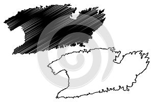 Vis island Republic of Croatia, Dalmatian Archipielago, Adriatic Sea map vector illustration, scribble sketch Vis map photo