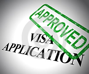 Visa application approved form shows permit or passport entry visa accepted - 3d illustration