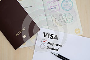 Visa application form to travel Immigration a document Money for