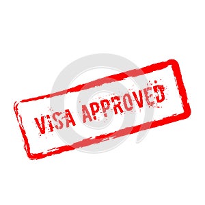 Visa approved red rubber stamp isolated on white.