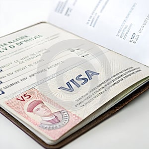 Visa document transportation isolated on white