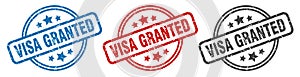 visa granted stamp. visa granted round isolated sign.